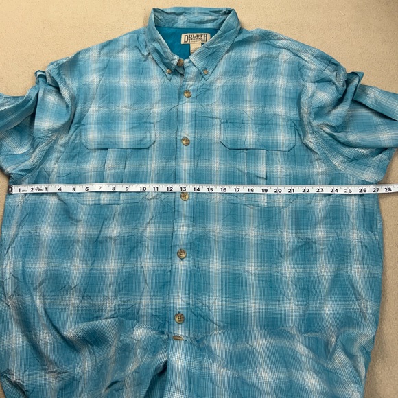 Duluth Trading Shirt Mens 2XL Blue Check Button Up Armachillo Vented Fishing - Picture 4 of 8